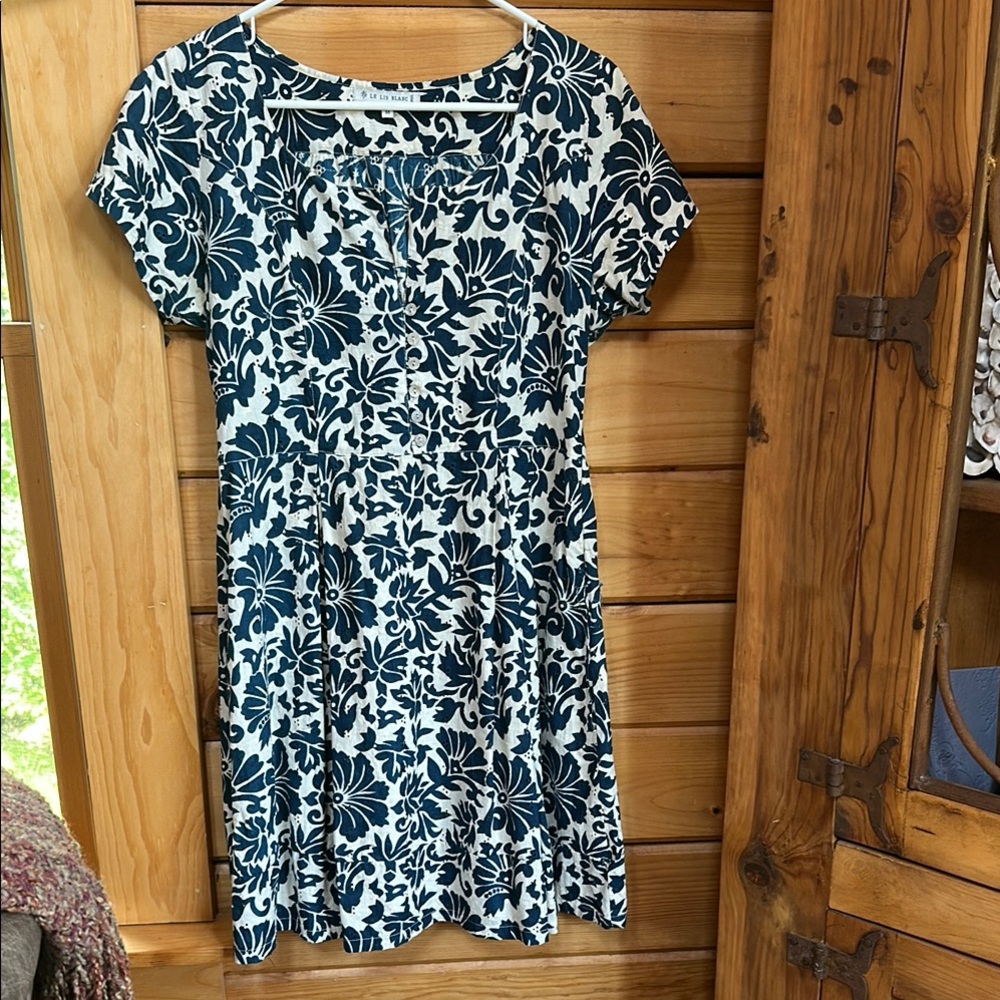 Blue and cream Eyelet Mini Sundress